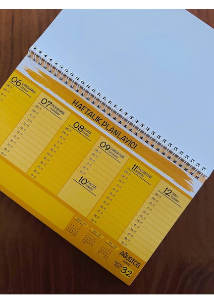 Masaüstü Spiralli Sümen - Sarı Desenli Kapak, Renkli Iç Baskılı Defter fırsatları