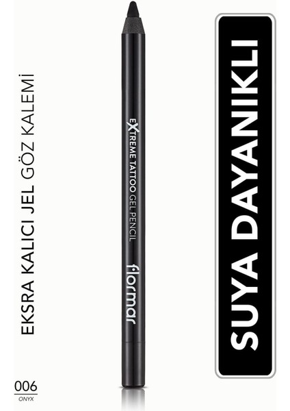 Suya Dayanıklı Jel Göz Kalemi (Siyah) - Extreme Tattoo Gel Pencil - 006 Onyx - 8682536028882