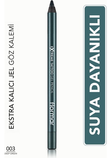 Mat Kalıcı Göz Kalemi (Yeşil) - Extreme Tattoo Gel Pencil - 003 Deep Green - 8682536028851