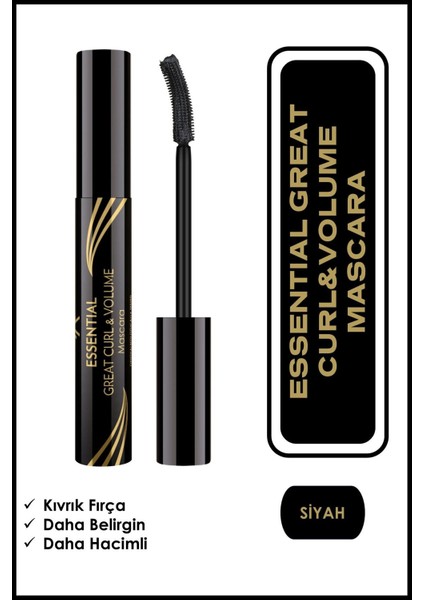 Essential great Curl & Volume Mascara - Black - Kıvrım Veren Maskara - 8691190070618