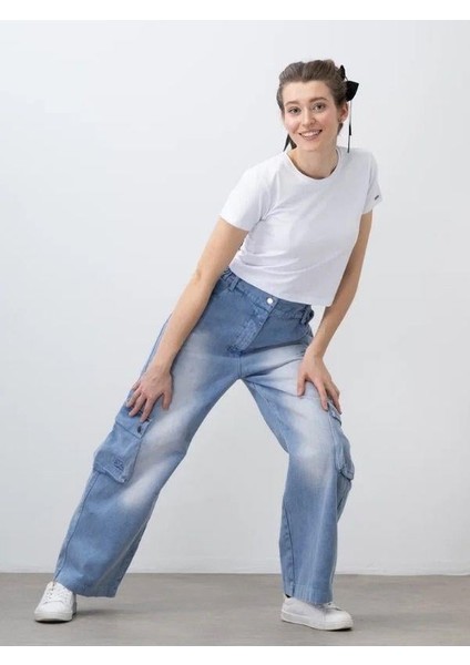 Kız Çocuk Beli Lastikli Gabardin Pantolon modelleri
