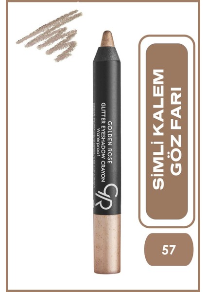 Glitter Eyeshadow Crayon Waterproof No: 57 Bright Gold - Simli Kalem Göz Farı - 8691190815578