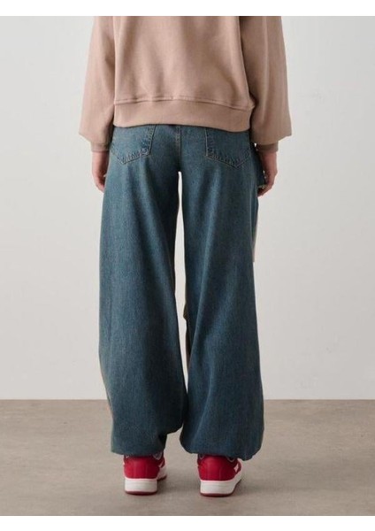 Kız Çocuk Kışlık Denim Garnilli 3 Iplik Tasarım Pantolon