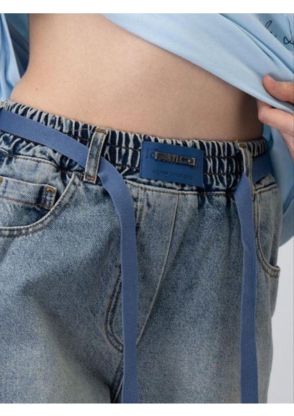 Kız Çocuk Kordon Detaylı Oversize Denim Pantolon indirimleri
