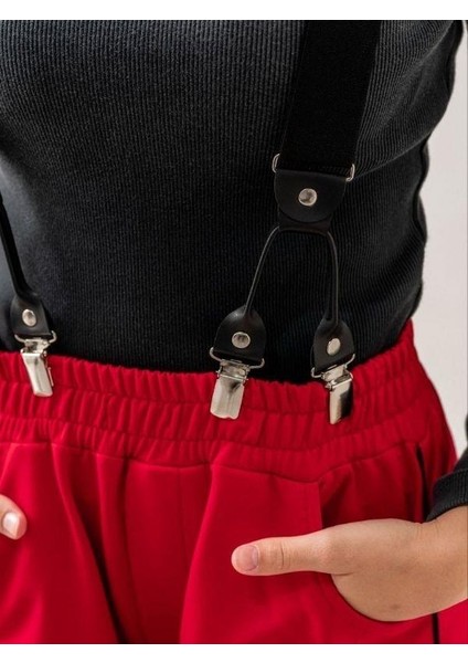 Kız Çocuk Oversize Iki Iplik Tasarım Askılı Pantolon