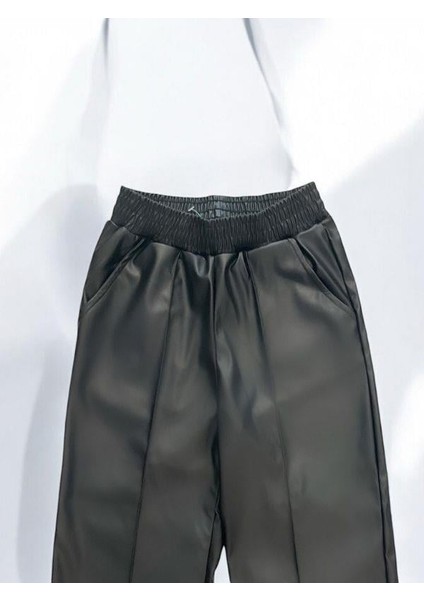 Kız Çocuk Yüksek Bel Deri Pantolon fiyatları