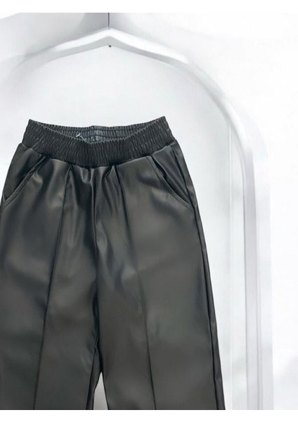 Kız Çocuk Yüksek Bel Deri Pantolon modelleri