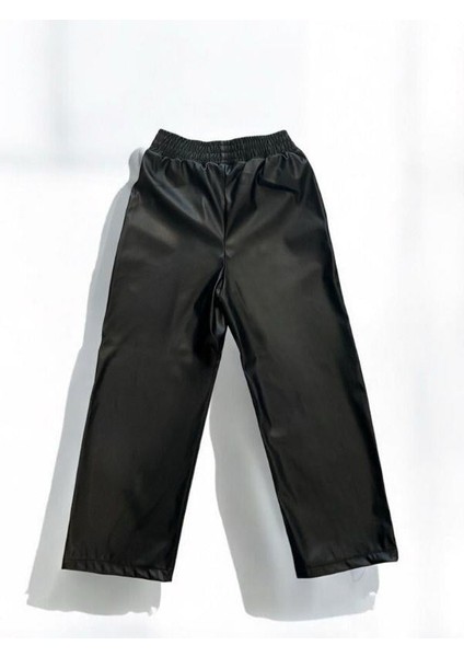 Kız Çocuk Yüksek Bel Deri Pantolon fırsatları