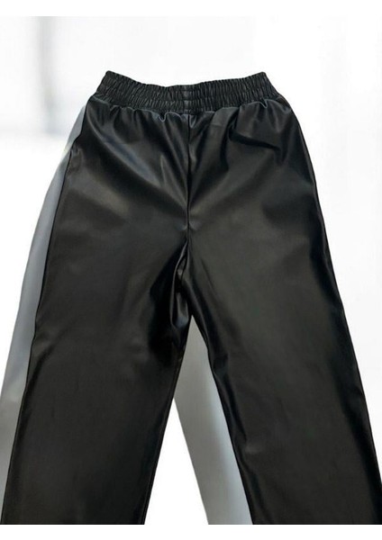 Kız Çocuk Yüksek Bel Deri Pantolon indirimleri