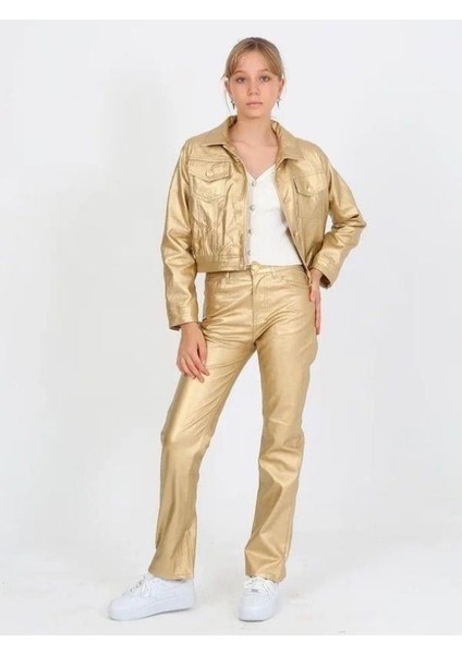 Kız Çocuk Gold Deri Pantolon modelleri