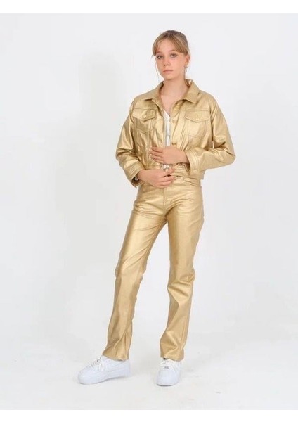 Kız Çocuk Gold Deri Pantolon fırsatları