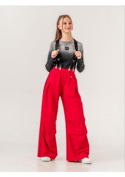 Kız Çocuk Oversize Iki Iplik Tasarım Askılı Pantolon modelleri