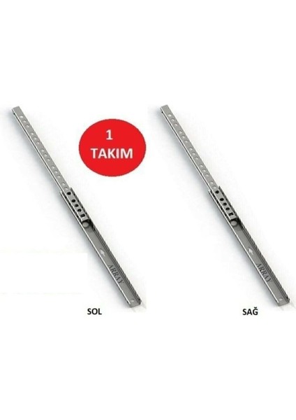 Metal Bilyalı Çekmece Rayı 17mm x 35cm Tek Açılım - Dayanıklı Mekanizma ile fiyatları