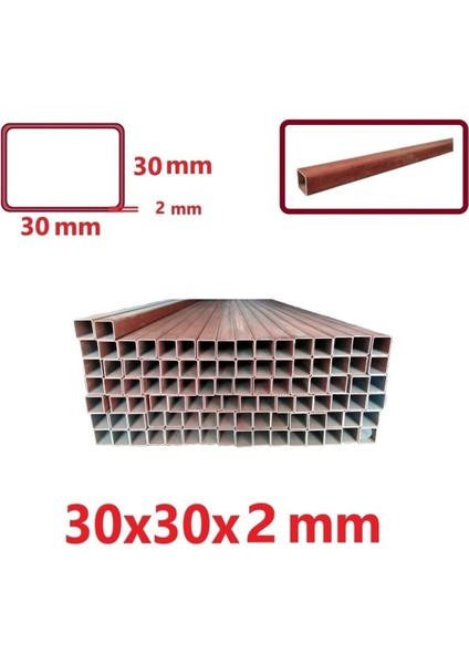 Boyalı (2mt) 30 x 30 x 2 mm Kutu Profil Boru Metal 30X30X2 Demir