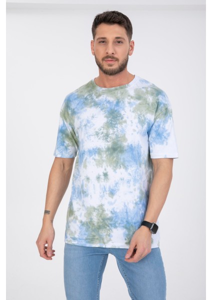 Erkek %100 Pamuk Bisiklet Yaka T-Shirt - Tie Dye Desenli, Günlük Kullanım Için Ideal