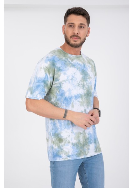 Erkek %100 Pamuk Bisiklet Yaka T-Shirt - Tie Dye Desenli, Günlük Kullanım Için Ideal