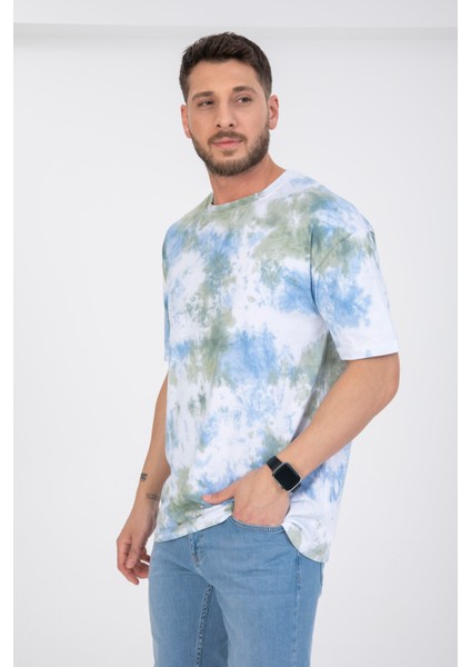 Erkek %100 Pamuk Bisiklet Yaka T-Shirt - Tie Dye Desenli, Günlük Kullanım Için Ideal