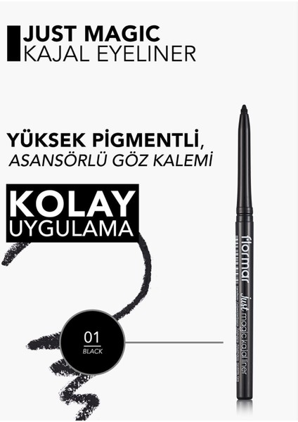 Yumuşak Dokulu Göz Kalemi (Siyah) - Just Magic Kajal Liner - 001 Black - 8690604539574 fiyatları
