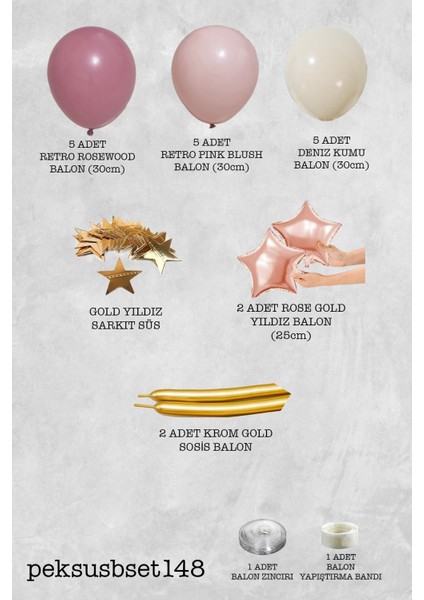 Pembe Uzay Konsept Balon Zinciri Seti fiyatları