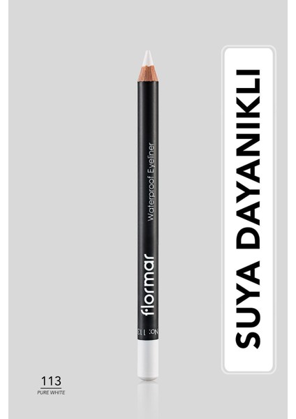 Suya Dayanıklı Mat Göz Kalemi (Beyaz) - Waterproof Eyeliner - 113 Pure White - 8690604109135