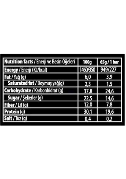 Power Almond Maxibar 65 gr Protein Bar % 30 Protein x 2 Kutu 24