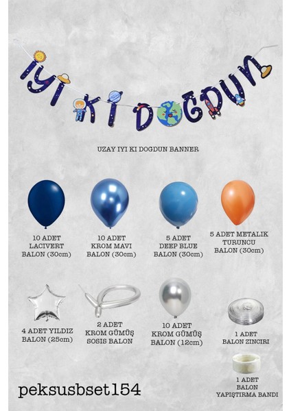 Uzay Konsept Doğum Günü Balon Zinciri Seti fiyatları