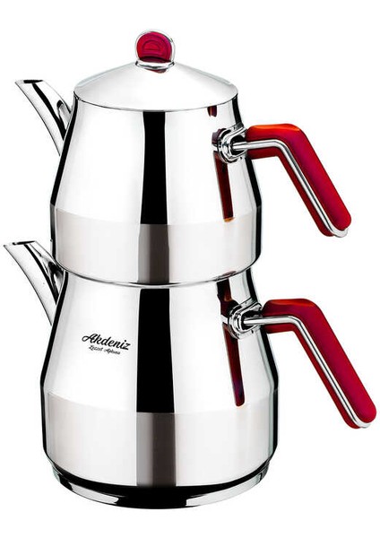 Elmas Kırmızı Jumbo Boy Kendinden Süzgeçli Çaydanlık