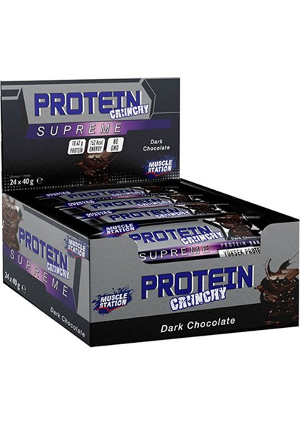 Supreme Crunchy Protein Bar 40 gr 24 Adet Bitter Çikolatalı