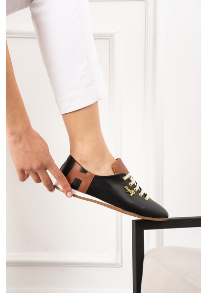 Siyah Simli Bağcıklı Günlük Iç Taban Kadın Sneaker modelleri