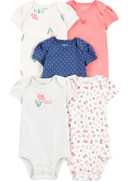 Layette Kız Bebek Kısa Kollu Body 5'li Paket