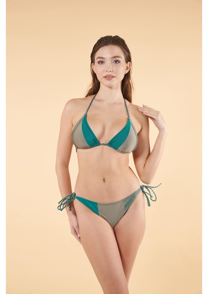 Concept Parçalı Üçgen Bikini - Yeşil