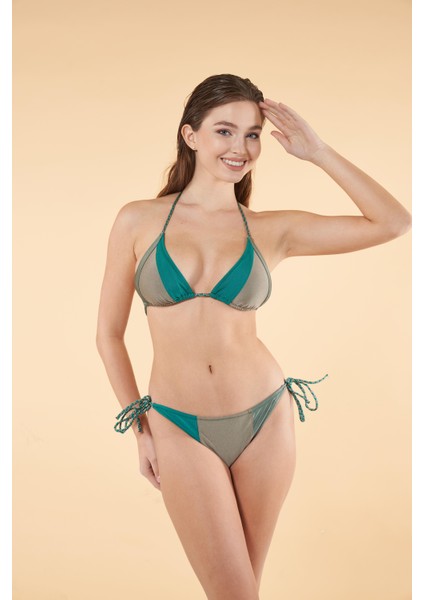 Concept Parçalı Üçgen Bikini - Yeşil