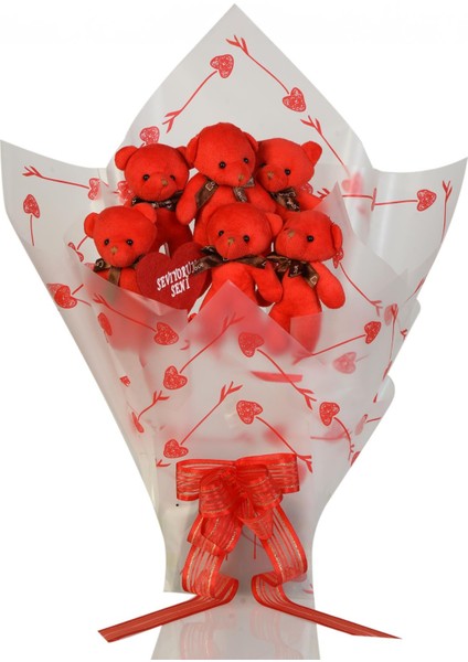 Premium Yumoş Kırmızı Peluş Ayıcık Buketi, Sevgiliye, Doğum Gününe Hediye fiyatları