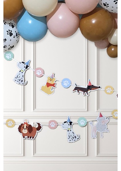 Sevimli Köpekler Tema Kemik ve Pati Balonlu Köpek Doğum Günü Balon Zinciri Seti fırsatları