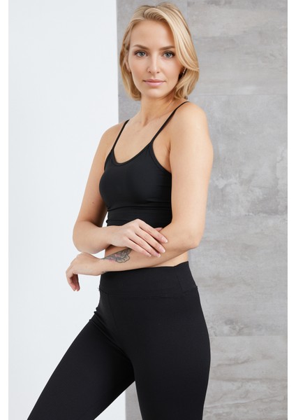 Sırt Dekolteli Büstiyer Ip Askılı Crop Top Büstiyer