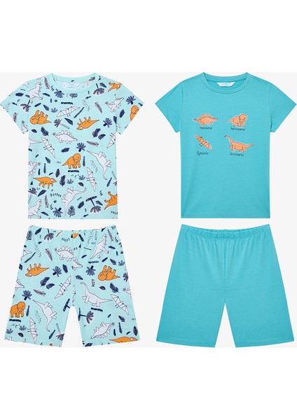 Pamuklu Erkek Çocuk Sleepysaurus 2li Çok Renkli Pijama Takımı