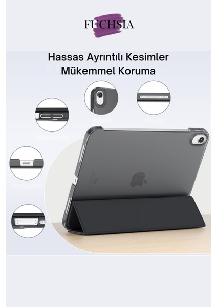 Apple iPad Air 11 2025 M3 Çip Uyumlu Katlanabilir Standlı Smart Cover Fuchsia Tablet Kılıfı