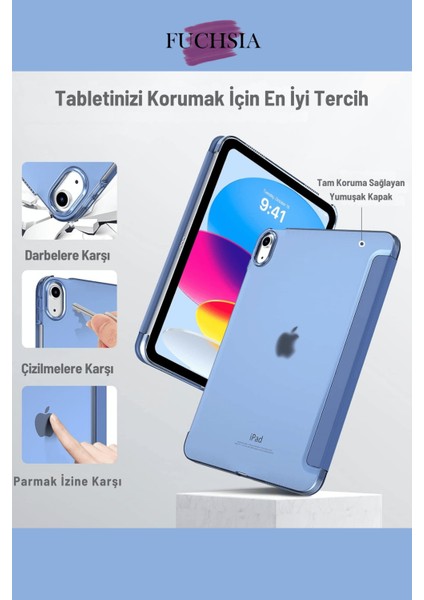 Apple iPad Air 11 2025 M3 Çip Uyumlu Katlanabilir Standlı Smart Cover Fuchsia Tablet Kılıfı