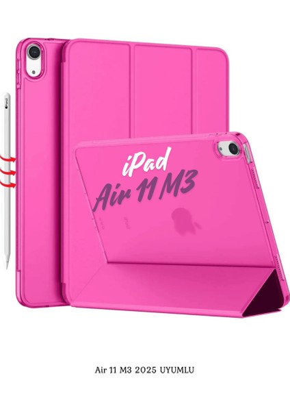 Apple iPad Air 11 2025 M3 Çip Uyumlu Katlanabilir Standlı Smart Cover Fuchsia Tablet Kılıfı