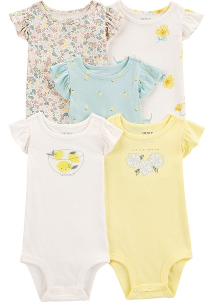 Layette Kız Bebek Kısa Kollu Body 5'li Paket