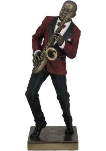 Hediyelik Veronese Poliserin Biblo Wise Saksafon Çalgıcı Cazcı 11 x 12.5 x 29 x cm Özel Zarif 1 Adet
