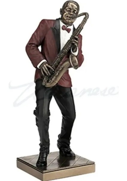 Hediyelik Veronese Poliserin Biblo Wise Saksafon Çalgıcı Cazcı 11 x 12.5 x 29 x cm Özel Zarif 1 Adet modelleri