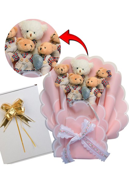 Premium Giysili Yumoş Peluş Ayıcık Buketi, Sevgiliye, Doğum Gününe Hediye