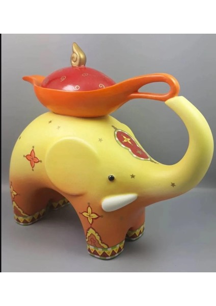 Elephant "leia And The Magic Lamp" Linda Edwards Porselen Fil Biblo Vintage Hediyelik 1 Adet