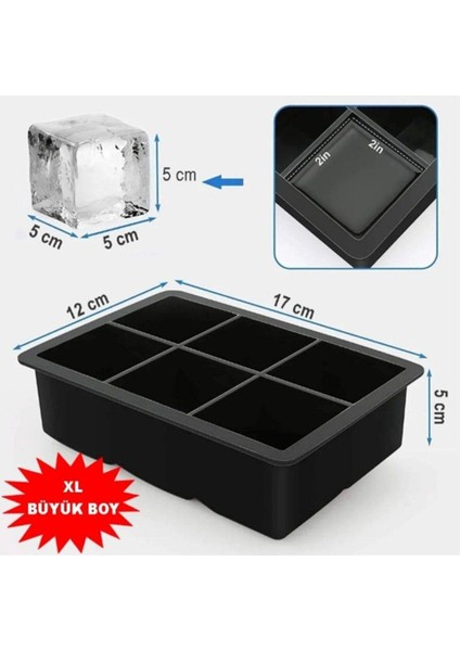 Xl Büyük Buz Kalıbı 6 Bölmeli Buz Küp - Bardak Içi Sunum Buz Küpü fiyatları