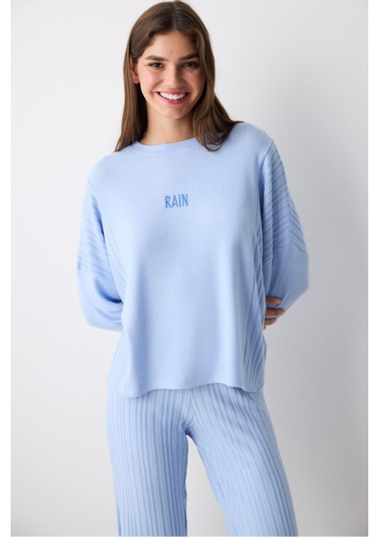 Rain Mavi Pantolon Pijama Takımı