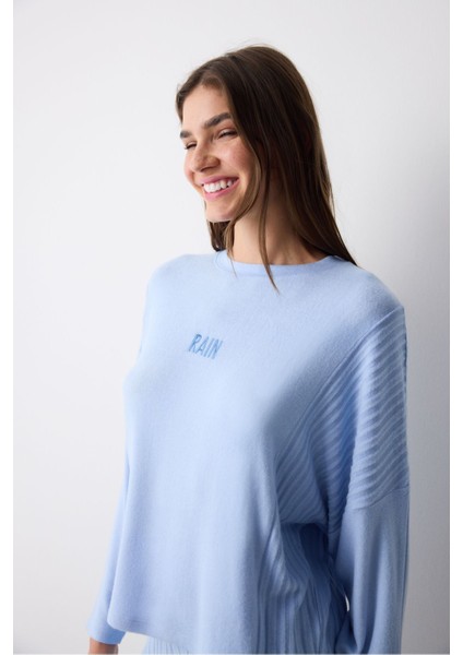 Rain Mavi Pantolon Pijama Takımı