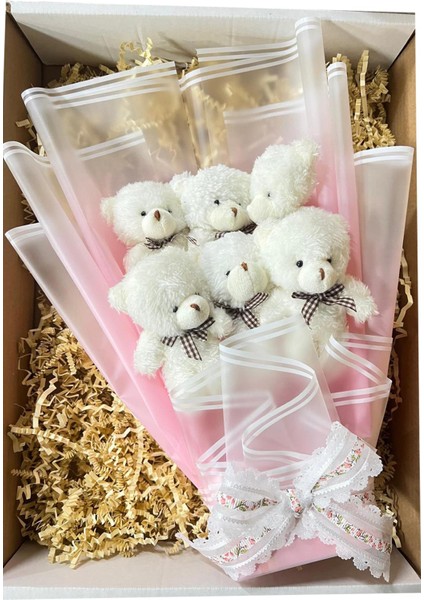 Sevgiliye Özel Peluş Ayıcık Buketi - 6 Adet Yumoş Peluş Ayılı Buket Özel Büyük Kutusunda modelleri