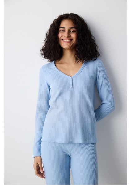 Blue Soft Açık Mavi Pantolon Pijama Takımı fiyatları