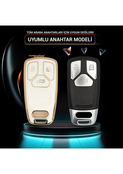 A4 Q5 Q7 3 Buton Smart Nano Anahtar Kılıfı Beyaz